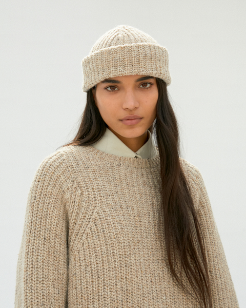 Chunky Soft Wool Beanie in Taupe