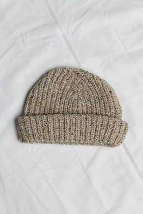Chunky Soft Wool Beanie in Taupe