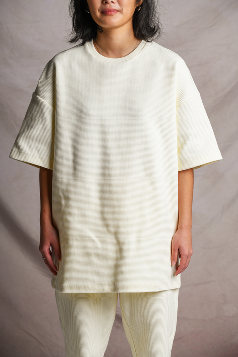 Waffle Oversized Tee in Off-White