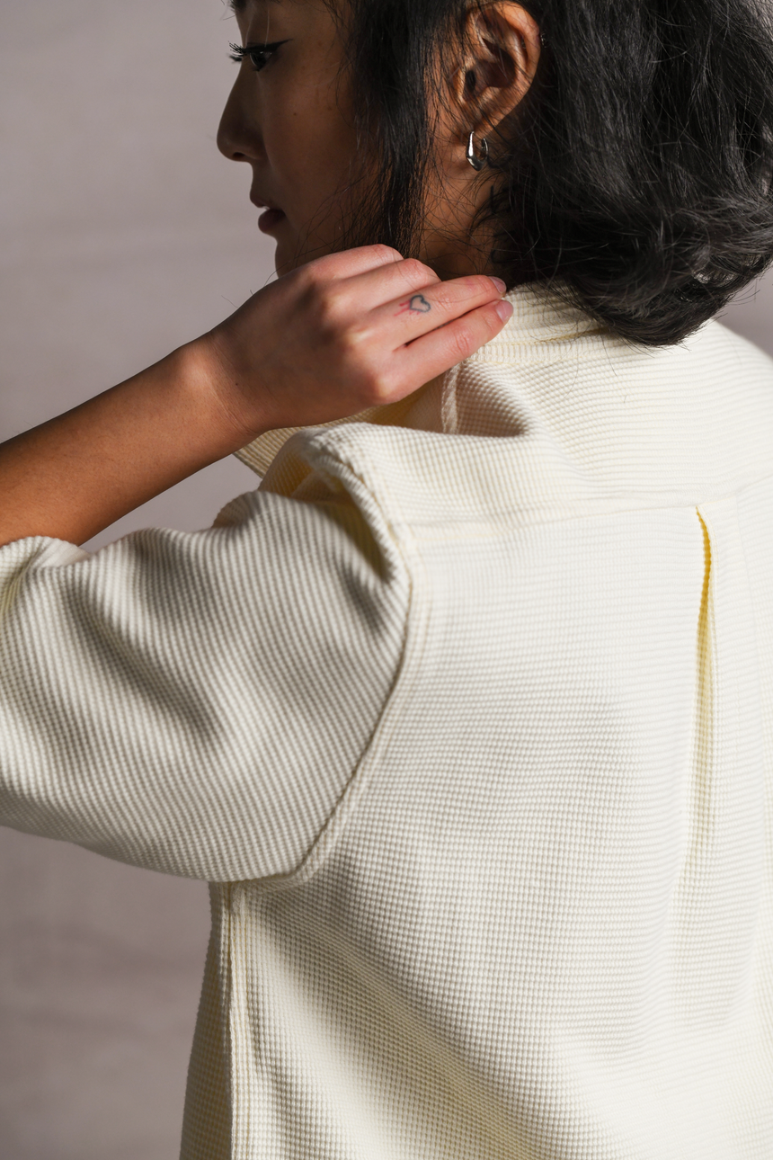 Back details of the Waffle Shirt in Off-White by OFTT 
